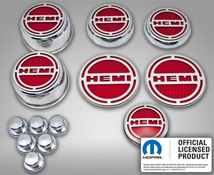"Hemi" Stainless Fluid & Strut Covers 05-23 LX Cars, Challenger